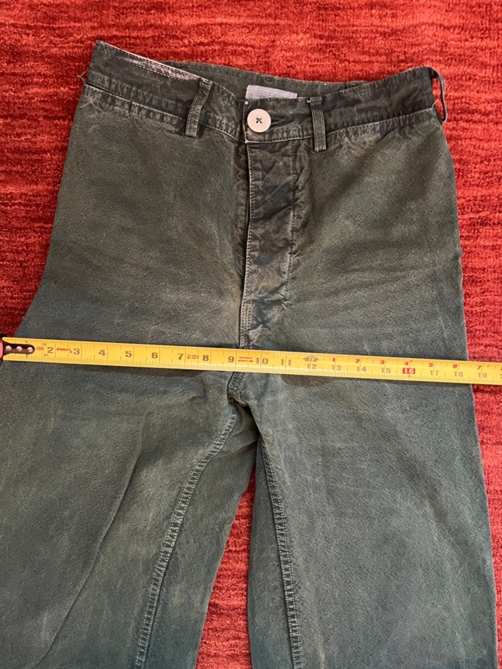 Jesse Kamm Forest Green Wide-Leg Cotton Pants - Picture 8 of 9